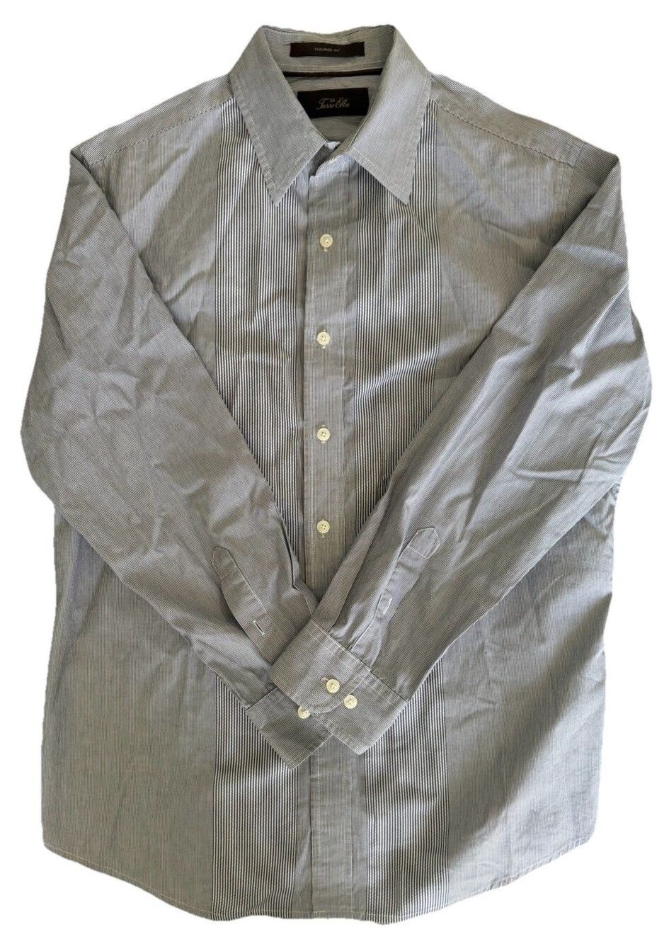 Tasso Elba Mens Dress Shirt Long Sleeve Button Down Blue Stripe Size Large